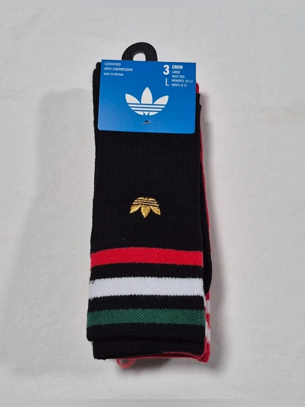 adidas Originals 3-Pack Mexico Roller Crew Socks in Black, Green, & Red football